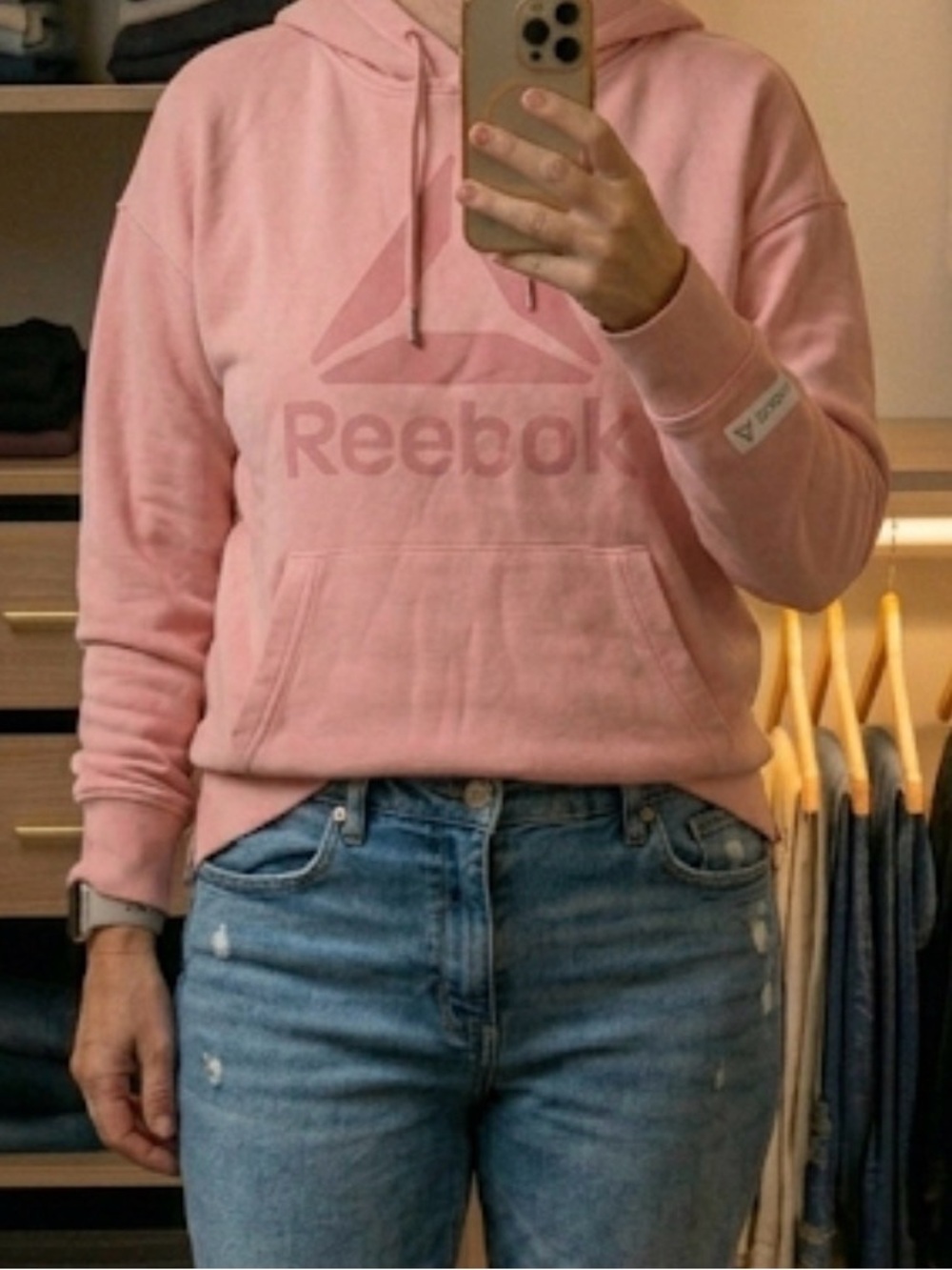 Reebok Light Pink Logo Pullover Hoodie